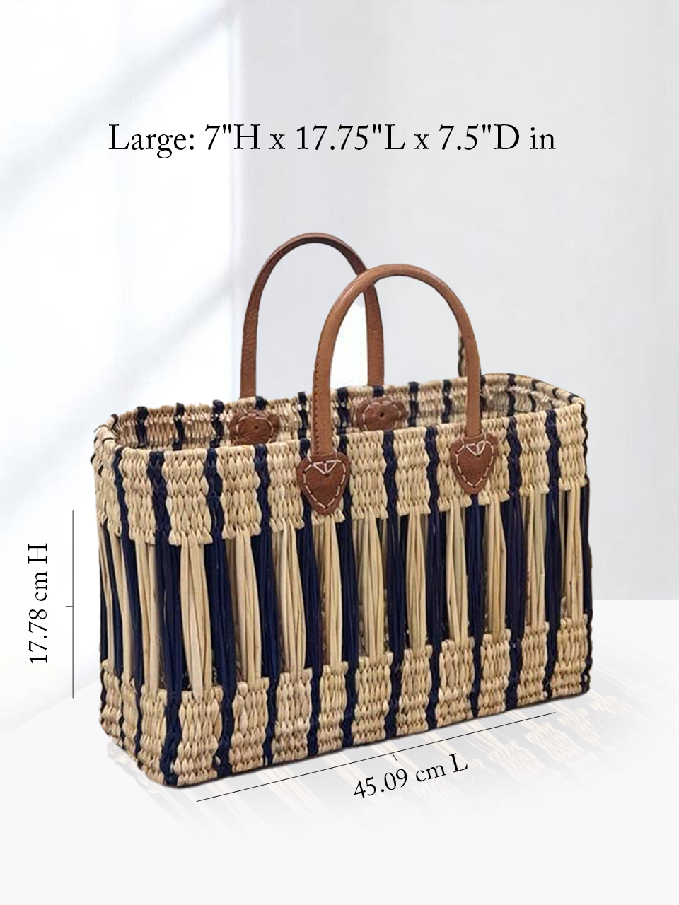 Handwoven Straw Home Tote Bag with Leather Handles