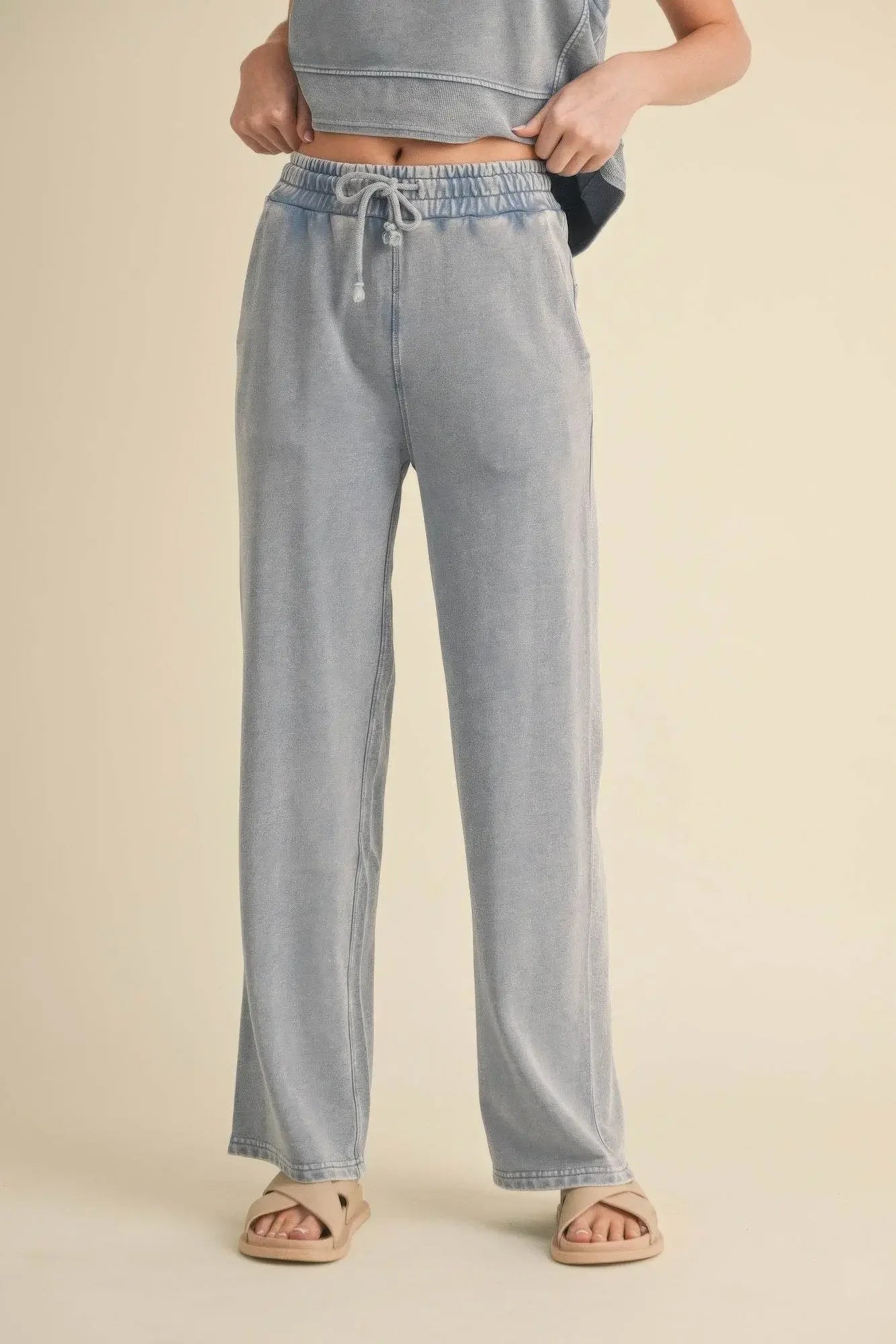 Light Luxury Mineral Wash Pants - IVORYNN