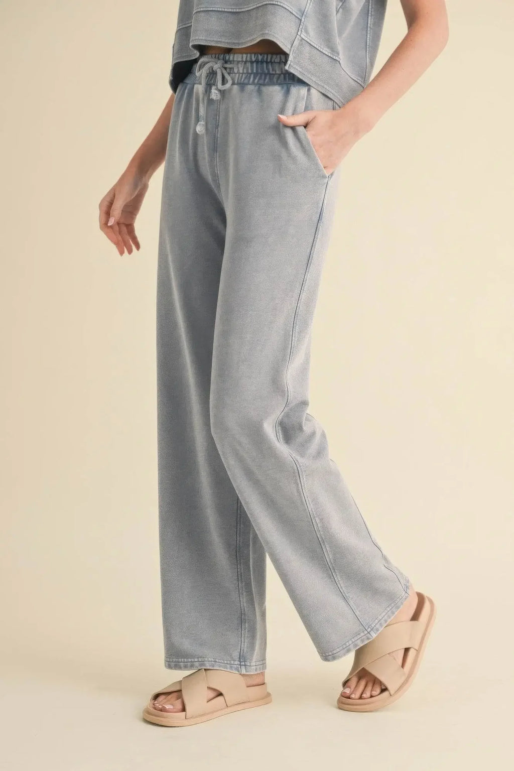 Light Luxury Mineral Wash Pants - IVORYNN