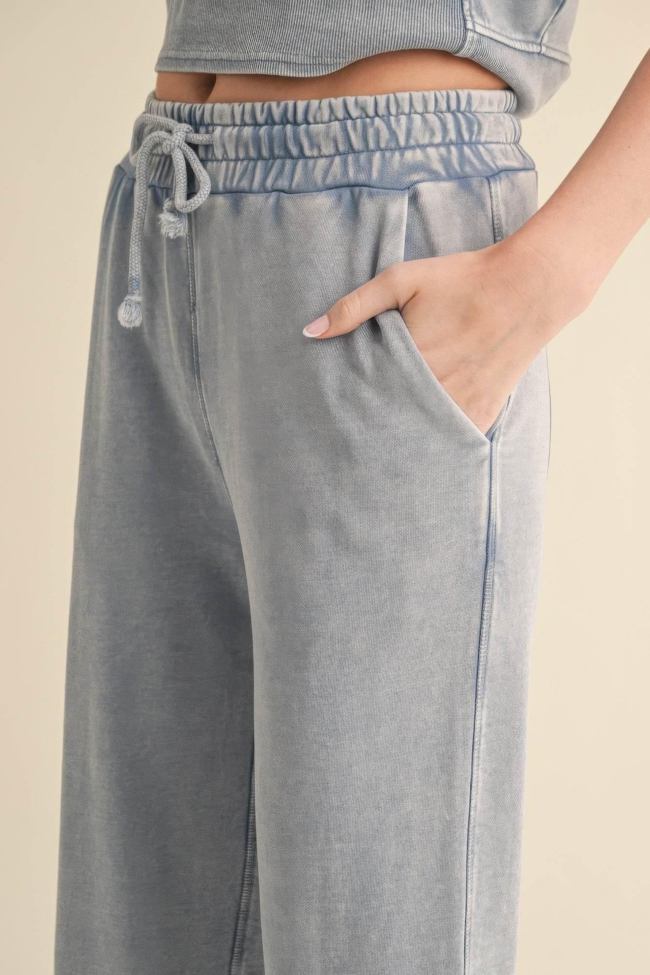 Light Luxury Mineral Wash Pants - IVORYNN