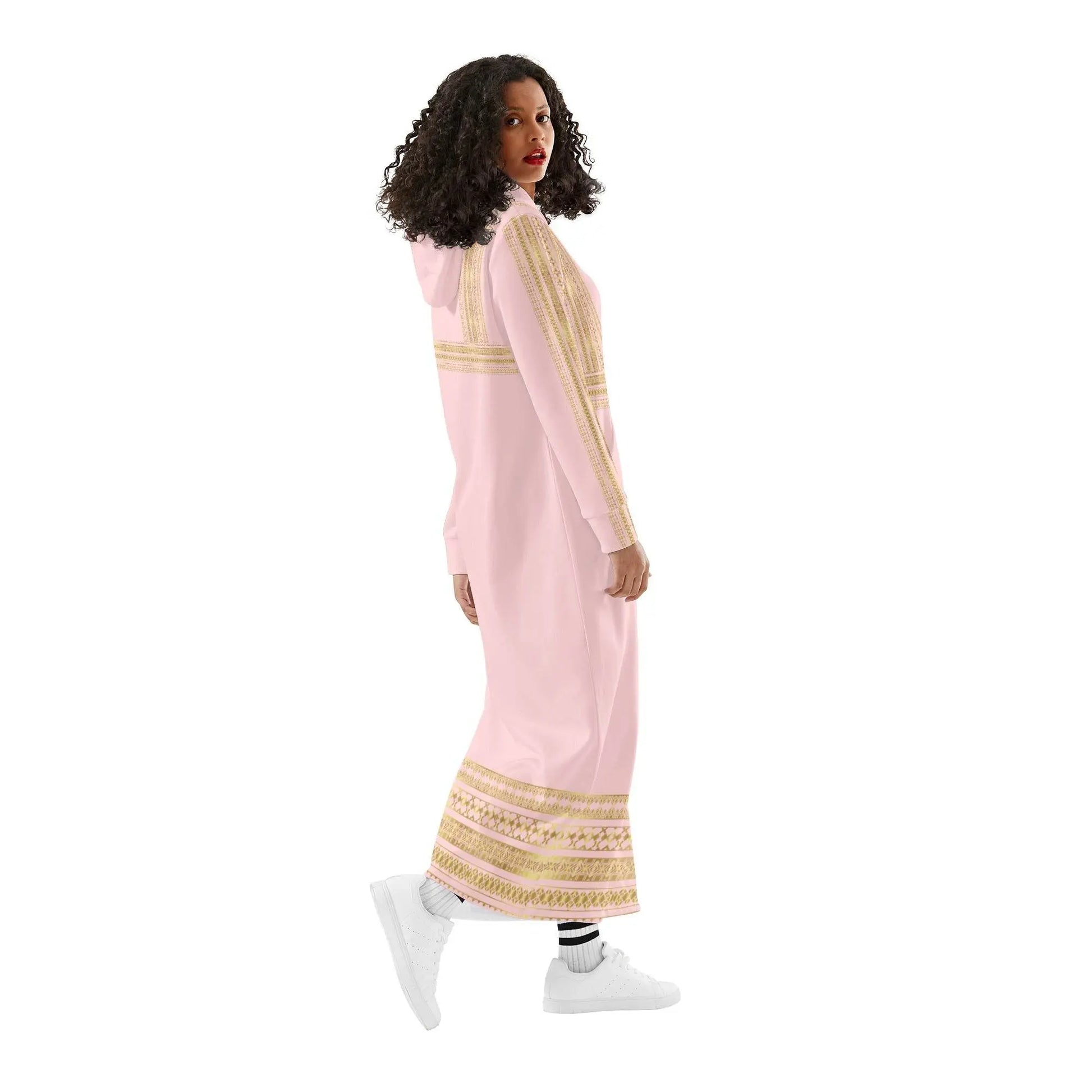 Light Royal Pink Casual Long Hoodie Dress - IVORYNN