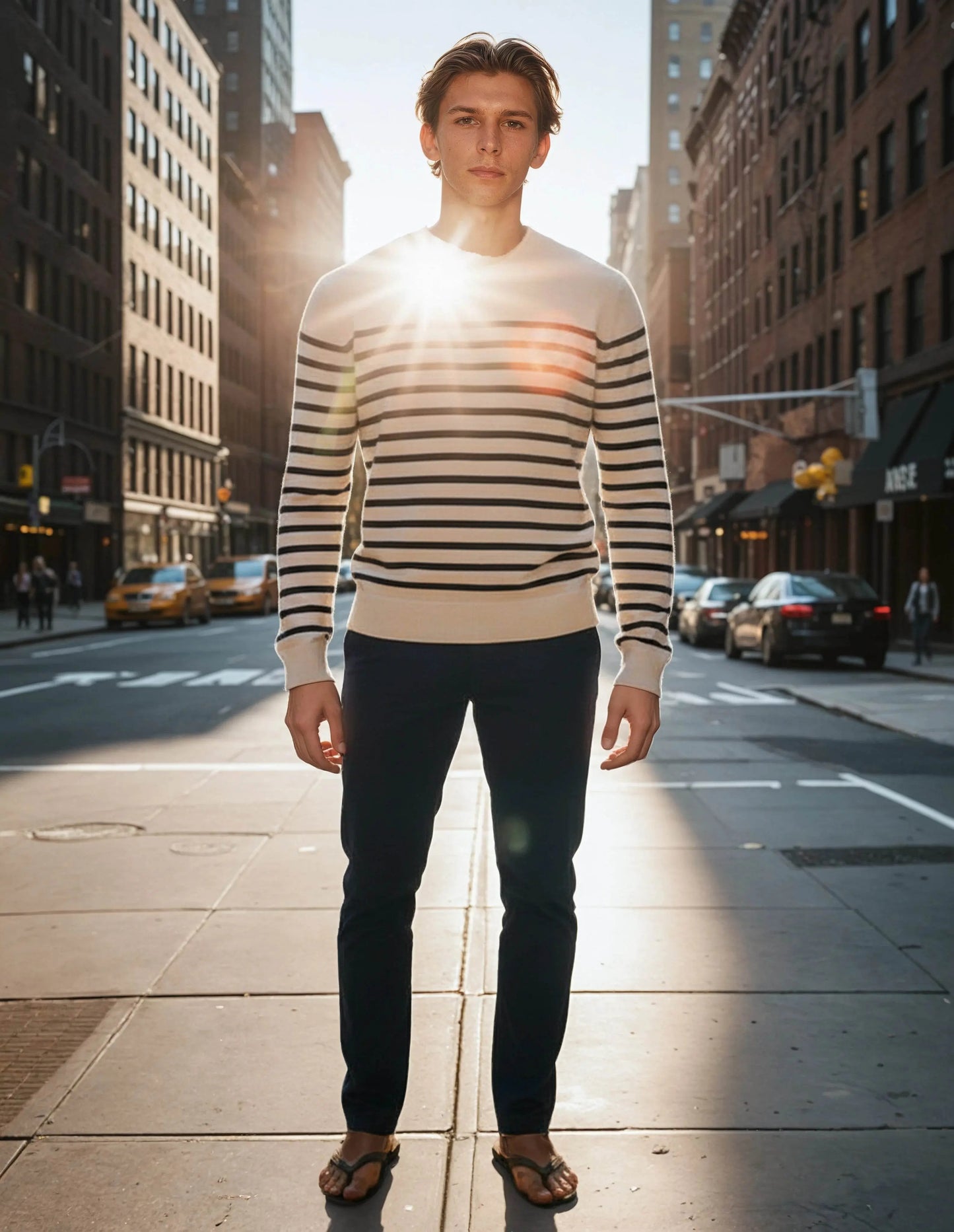 Lightweight Cotton Striped Breton Sweater - IVORYNN