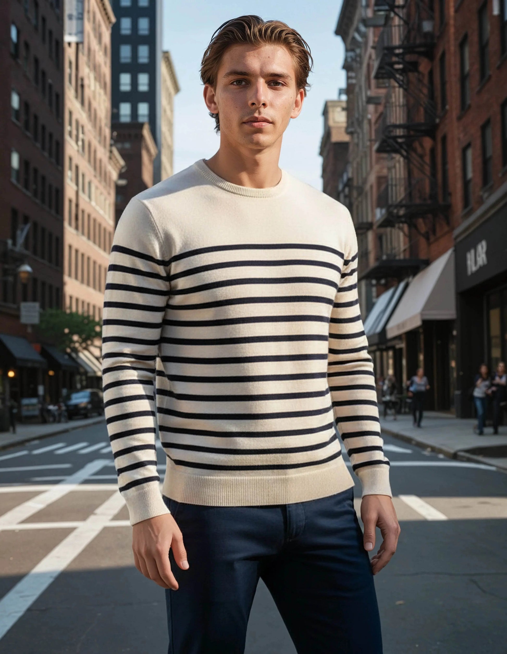 Lightweight Cotton Striped Breton Sweater - IVORYNN