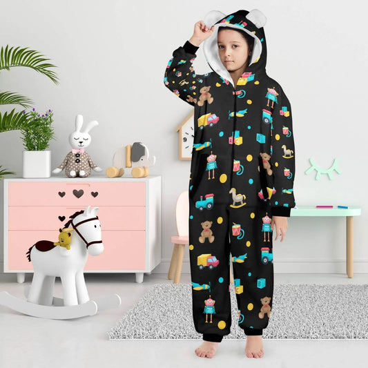 Little Cartoons Warm Hooded Onesie Pajamas