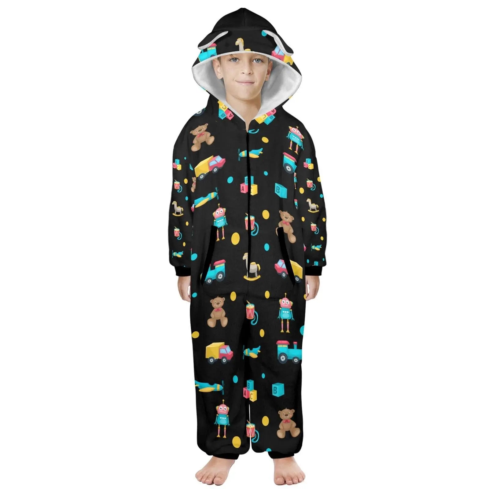 Little Cartoons Warm Hooded Onesie Pajamas - IVORYNN