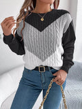 Long Sleeves Warm Cable Dark Gray Knit Sweater - IVORYNN