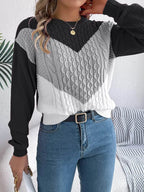 Long Sleeves Warm Cable Dark Gray Knit Sweater - IVORYNN