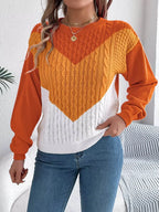 Long Sleeves Warm Cable Sherbet Knit Sweater - IVORYNN