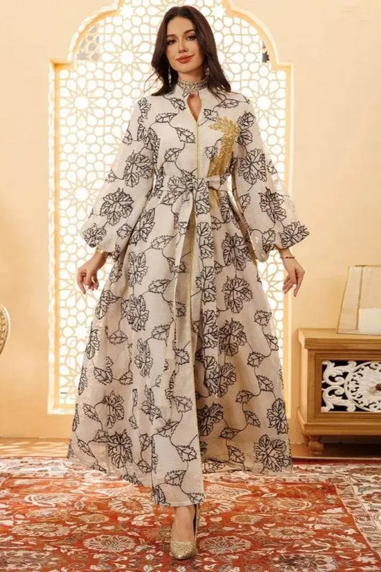 Luxury Bead Burning Flower Evening Dress - IVORYNN