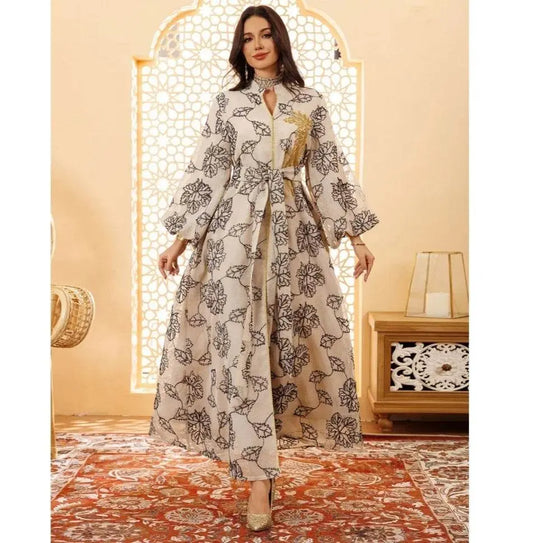 Luxury Bead Burning Flower Evening Dress