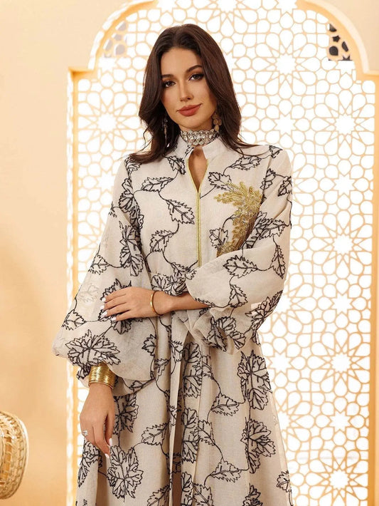 Luxury Bead Burning Flower Evening Dress