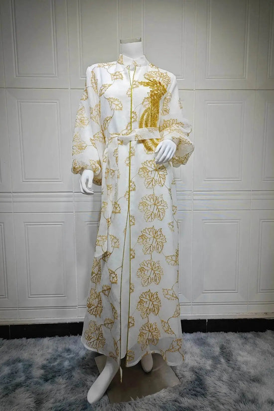 Luxury Bead Burning Flower Evening Dress - IVORYNN