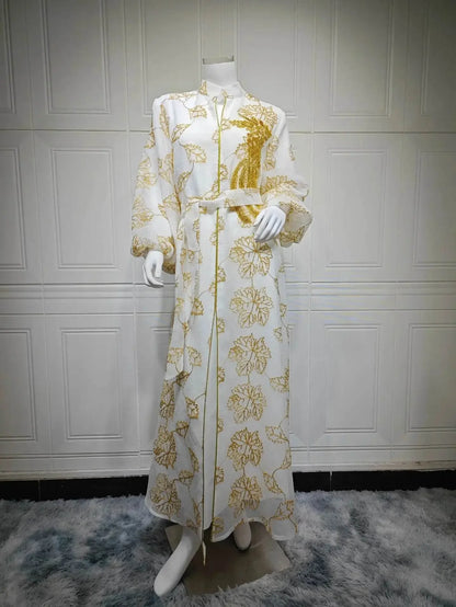 Luxury Bead Burning Flower Evening Dress - IVORYNN