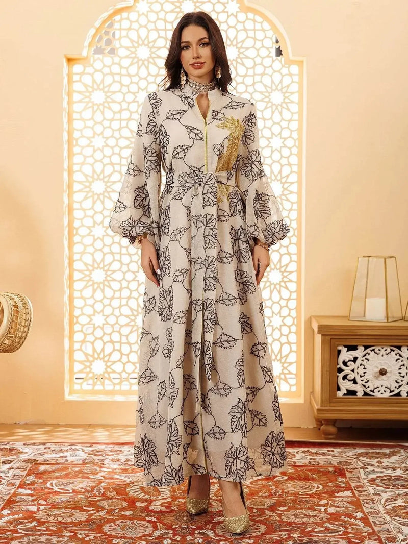 Luxury Bead Burning Flower Evening Dress - IVORYNN