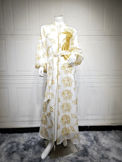 Luxury Bead Burning Flower Evening Dress - IVORYNN