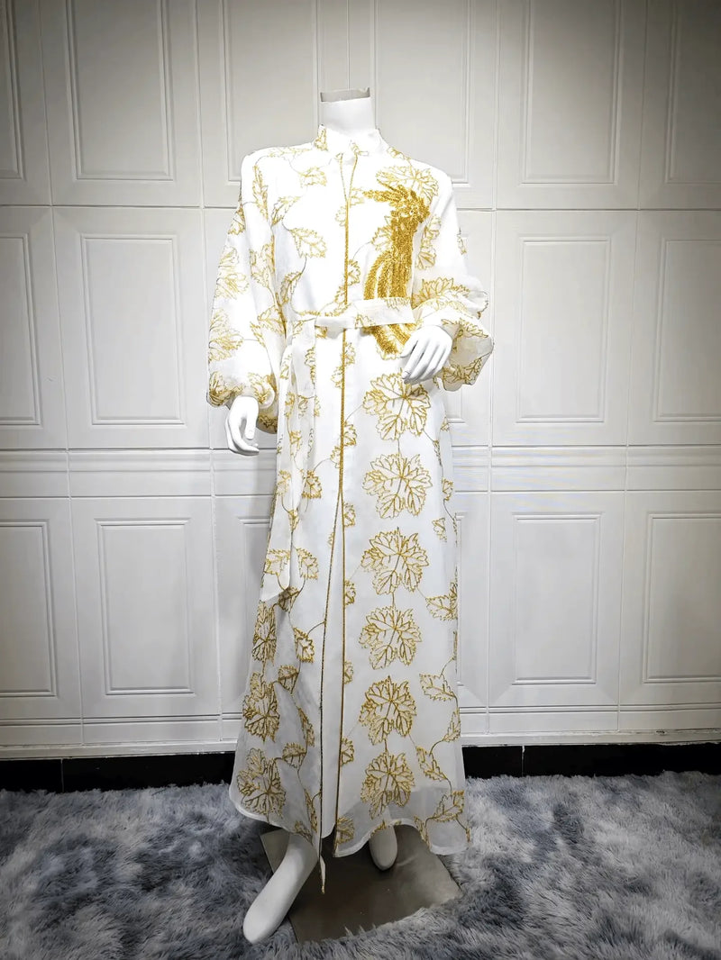 Luxury Bead Burning Flower Evening Dress - IVORYNN