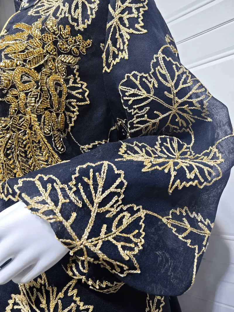 Luxury Bead Burning Flower Evening Dress - IVORYNN