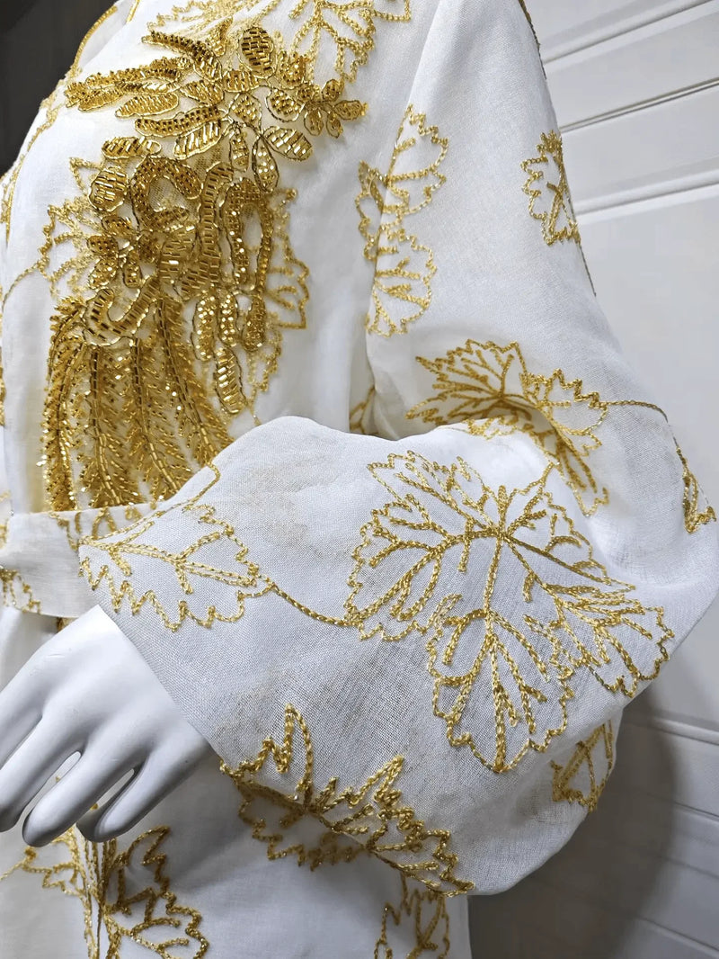 Luxury Bead Burning Flower Evening Dress - IVORYNN