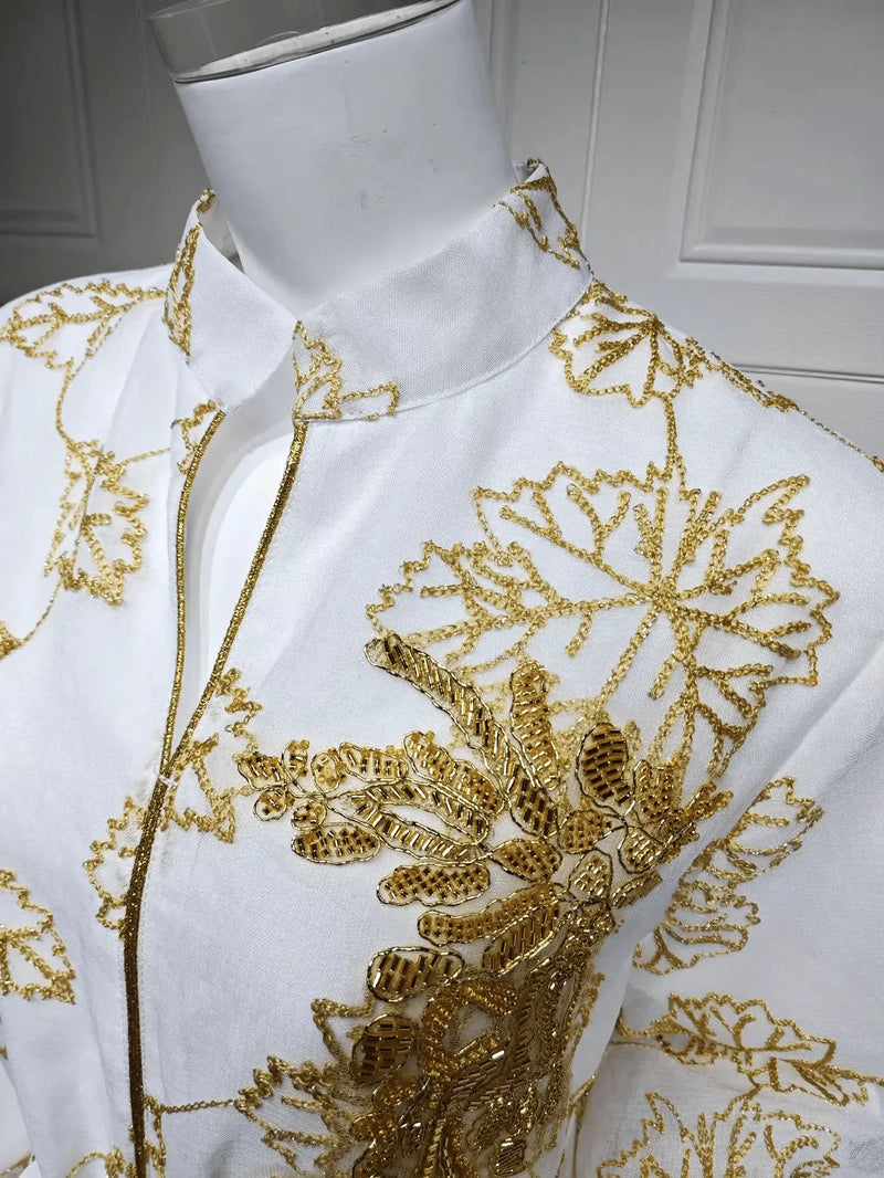 Luxury Bead Burning Flower Evening Dress - IVORYNN