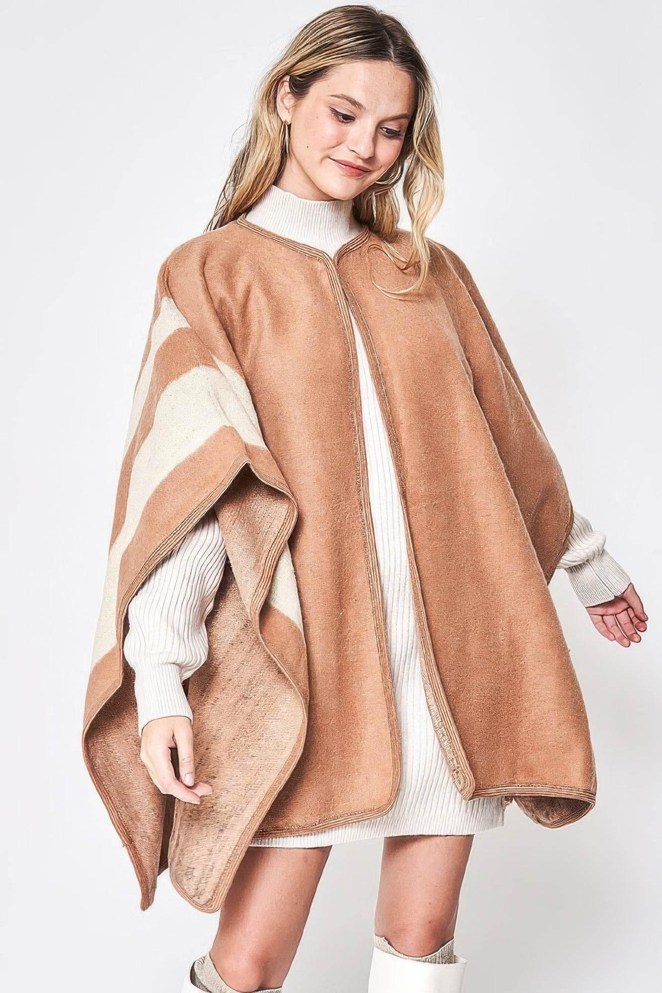 Luxury Cardigan Side Border Ruana - IVORYNN