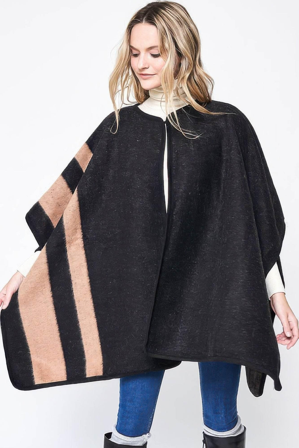 Luxury Cardigan Side Border Ruana - IVORYNN