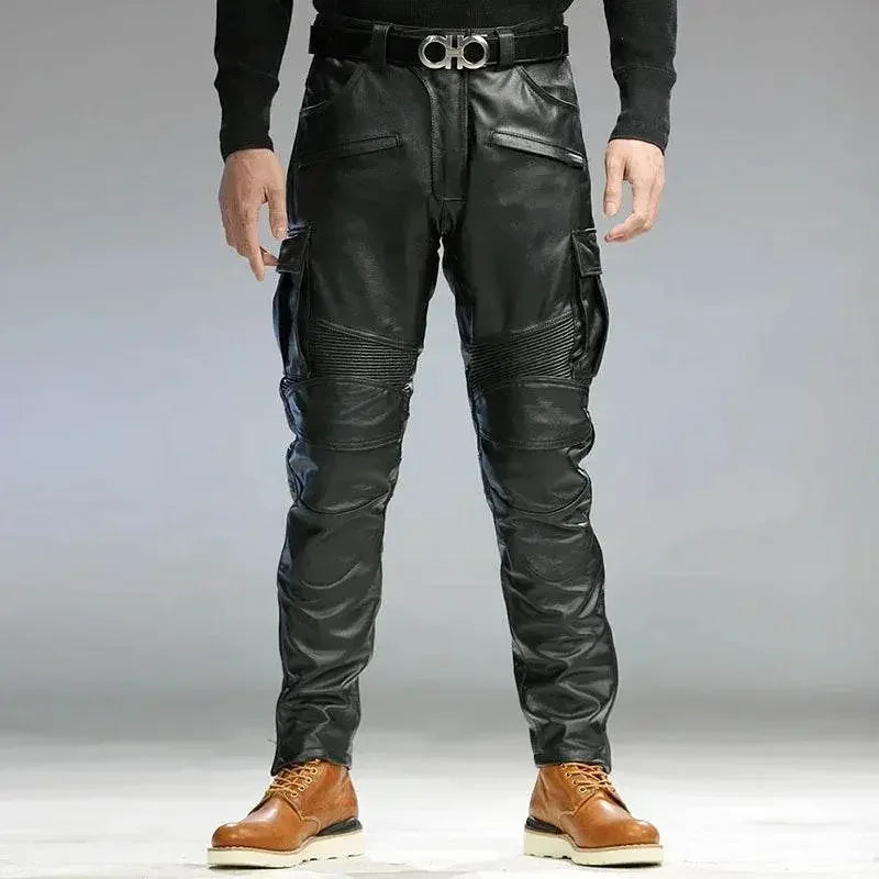 Luxury  Cowskin Genuine Leather Slim Capris Windproof Trousers - IVORYNN