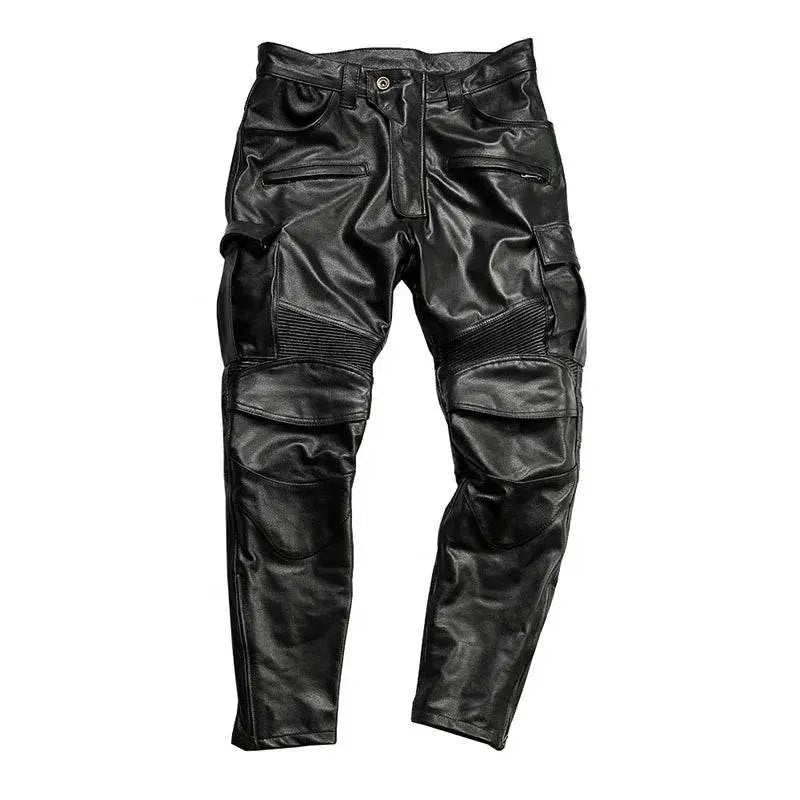 Luxury  Cowskin Genuine Leather Slim Capris Windproof Trousers - IVORYNN