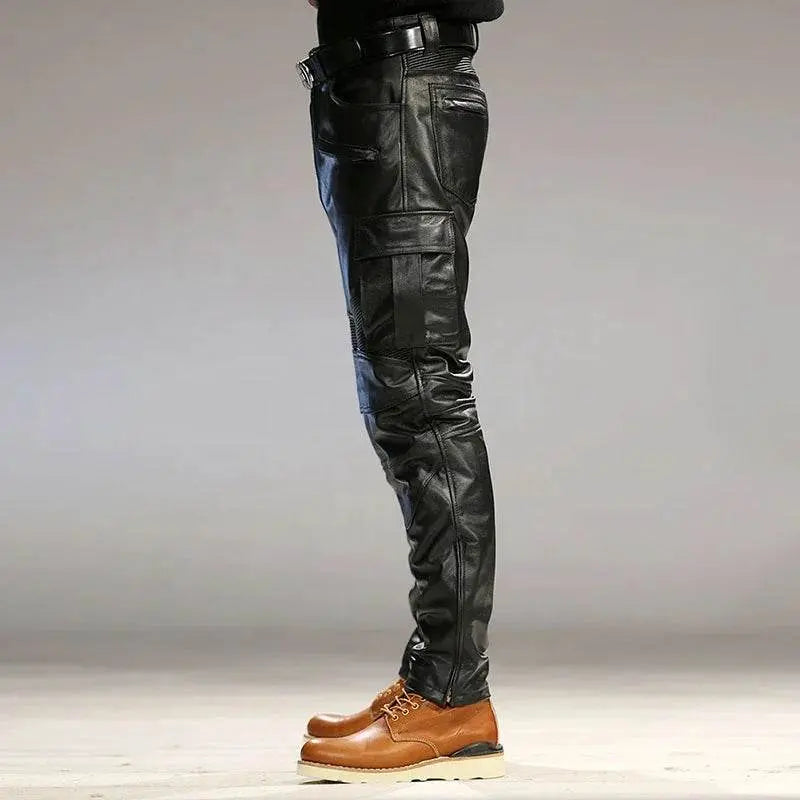 Luxury  Cowskin Genuine Leather Slim Capris Windproof Trousers - IVORYNN