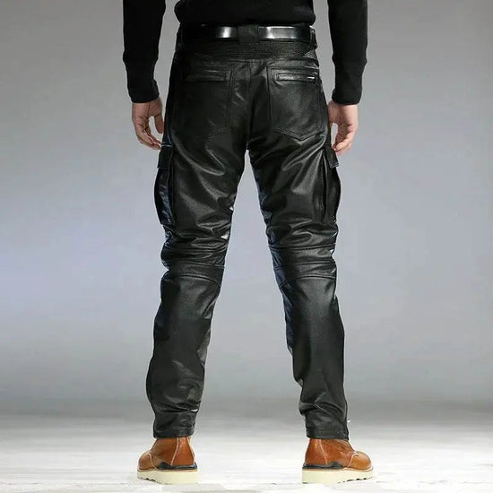 Luxury  Cowskin Genuine Leather Slim Capris Windproof Trousers - IVORYNN