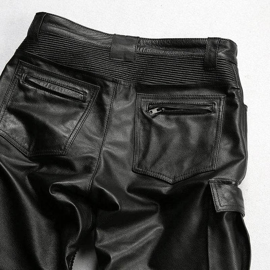 Luxury  Cowskin Genuine Leather Slim Capris Windproof Trousers - IVORYNN