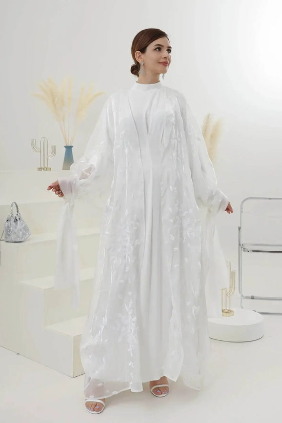 Luxury Embroidery Organza Kaftan Abaya - IVORYNN