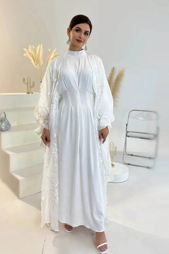 Luxury Embroidery Organza Kaftan Abaya - IVORYNN