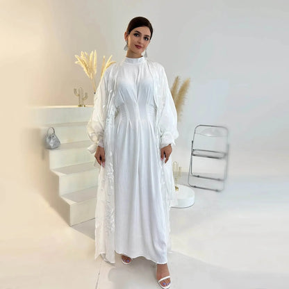 Luxury Embroidery Organza Kaftan Abaya - IVORYNN