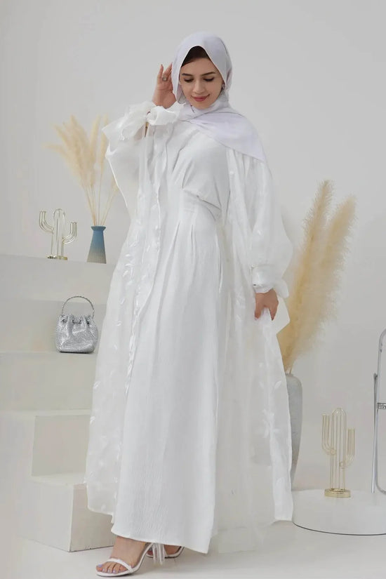 Luxury Embroidery Organza Kaftan Abaya - IVORYNN