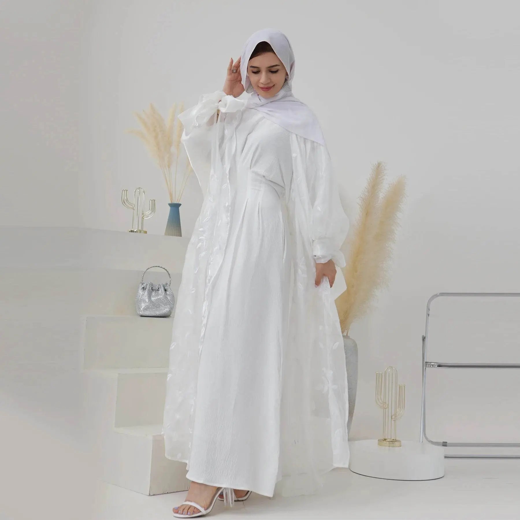 Luxury Embroidery Organza Kaftan Abaya - IVORYNN