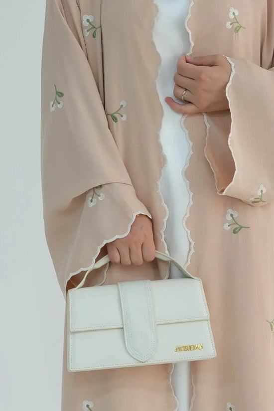 Luxury Flower Embroidery Modest Open Abaya - IVORYNN