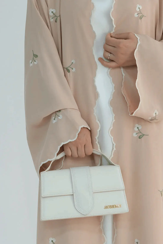 Luxury Flower Embroidery Modest Open Abaya - IVORYNN