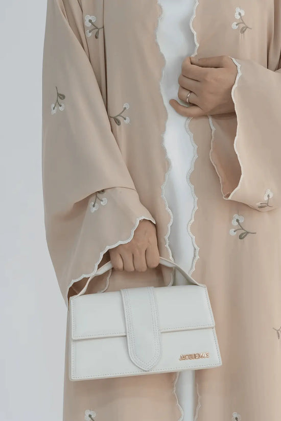 Luxury Flower Embroidery Modest Open Abaya - IVORYNN