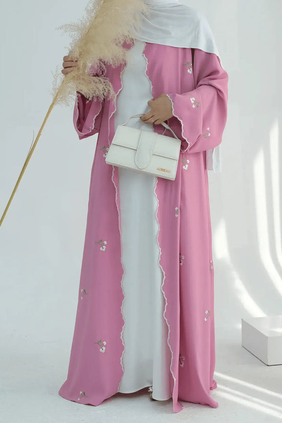 Luxury Flower Embroidery Modest Open Abaya - IVORYNN