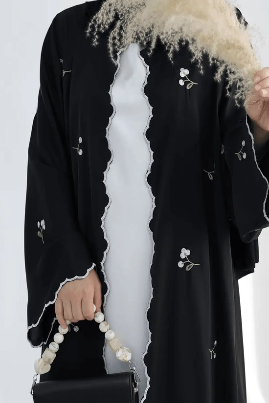 Luxury Flower Embroidery Modest Open Abaya - IVORYNN