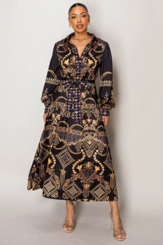 Luxury Golden Black Maxi Dress