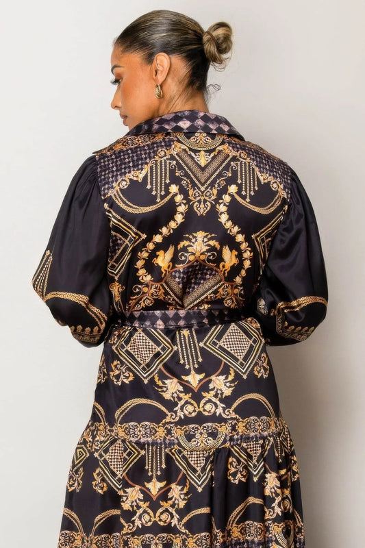 Luxury Golden Black Maxi Dress