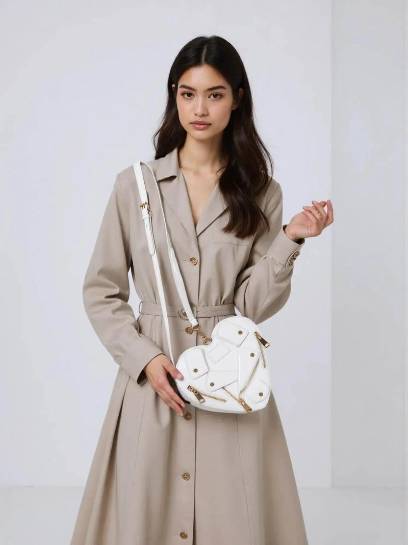 Luxury Heart Shape Jacket Crossbody Bag - IVORYNN