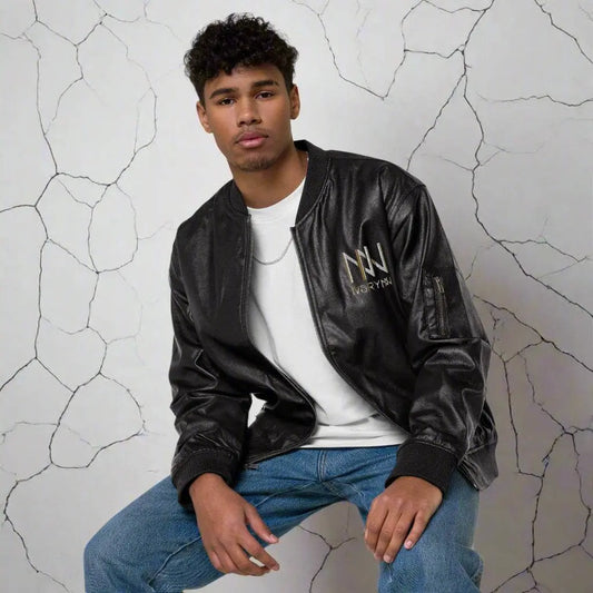 Luxury Men Leather Bomber Jacket