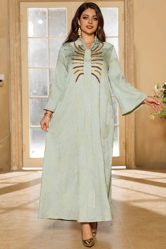 Luxury Mesh Beaded Embroidered Jalabiya - IVORYNN