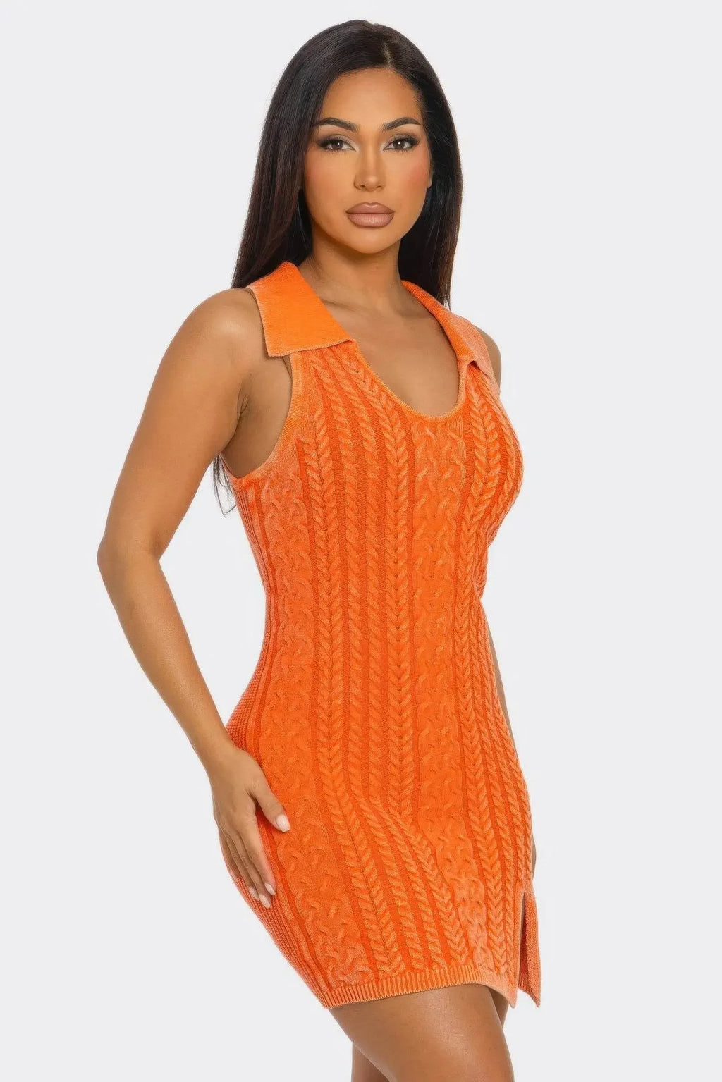 Luxury Orange Soft stretch Mineral Wash Dress - IVORYNN