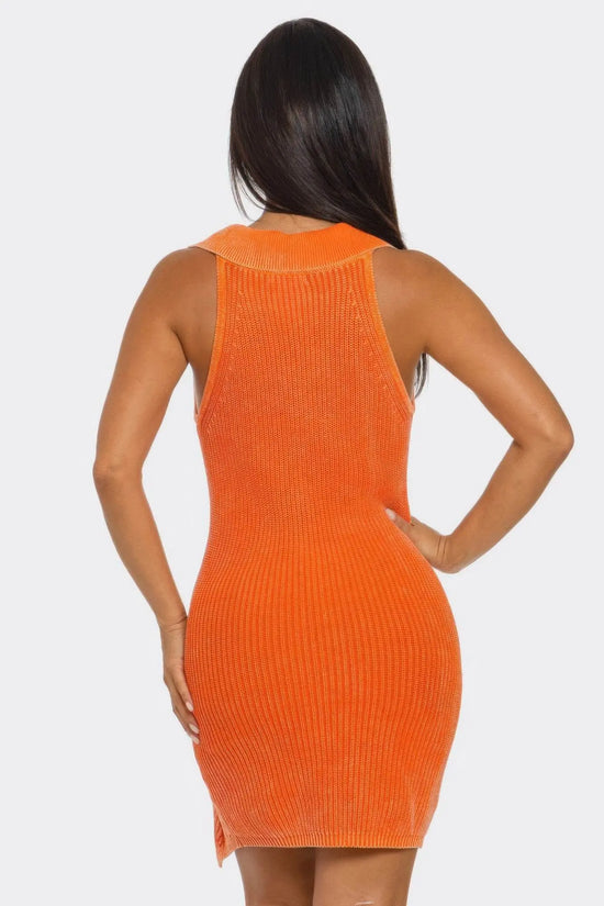 Luxury Orange Soft stretch Mineral Wash Dress - IVORYNN