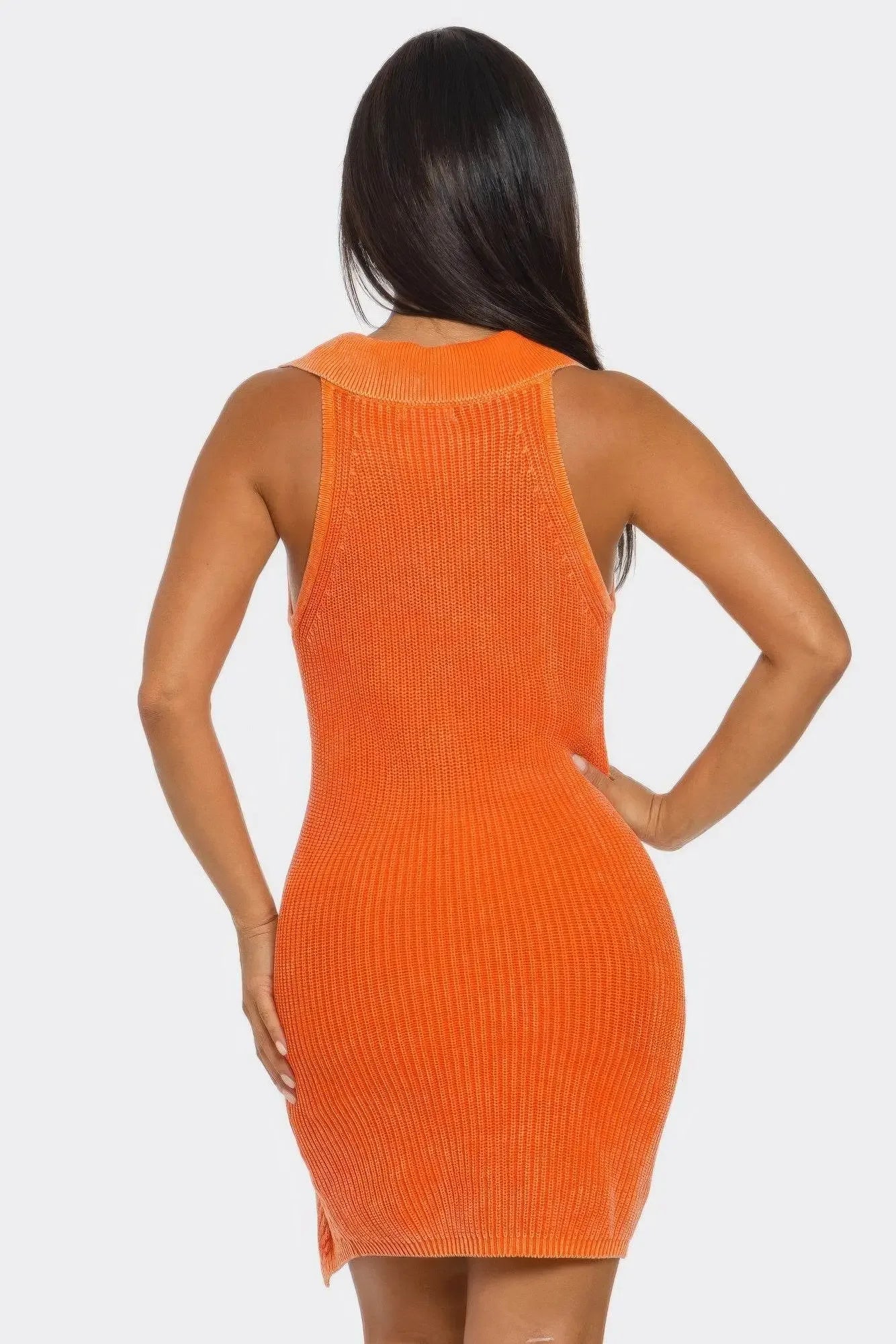 Luxury Orange Soft stretch Mineral Wash Dress - IVORYNN