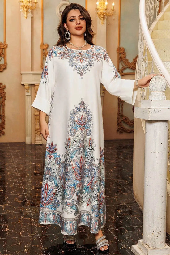 Luxury Printing Beading Casual Jalabiya - IVORYNN
