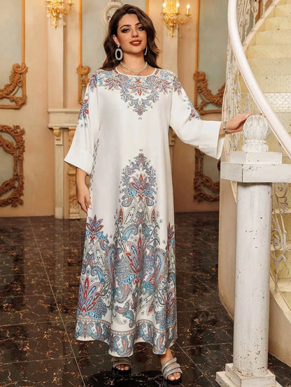 Luxury Printing Beading Casual Jalabiya - IVORYNN